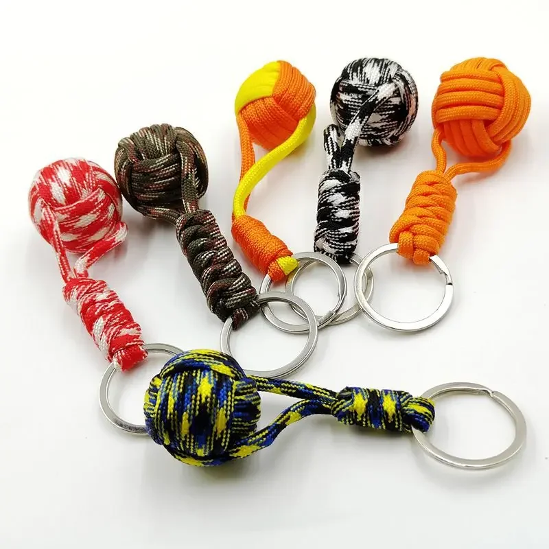 Woven Paracord Lanyard Keychain Outdoor Survival Tactical Self-defense Military Parachute Rope Cord Ball Pendant Keyring