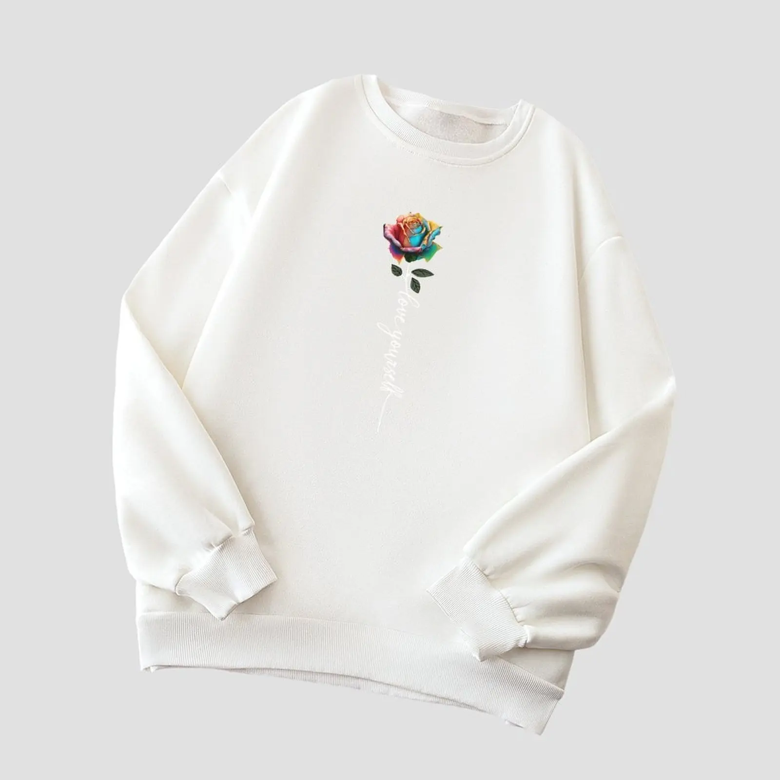 

Women's Velvet Round Neck Printed Sweater Long Sleeve Loose Fit Casual Pullover Top For Autumn Winter Daily Wear