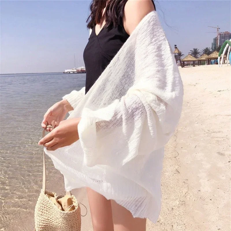 Cardigan Women Summer Sun-proof Hollow Out Solid Thin Soft Breathable Elegant Holiday Minimalist Female Fashion Ulzzang New Ins