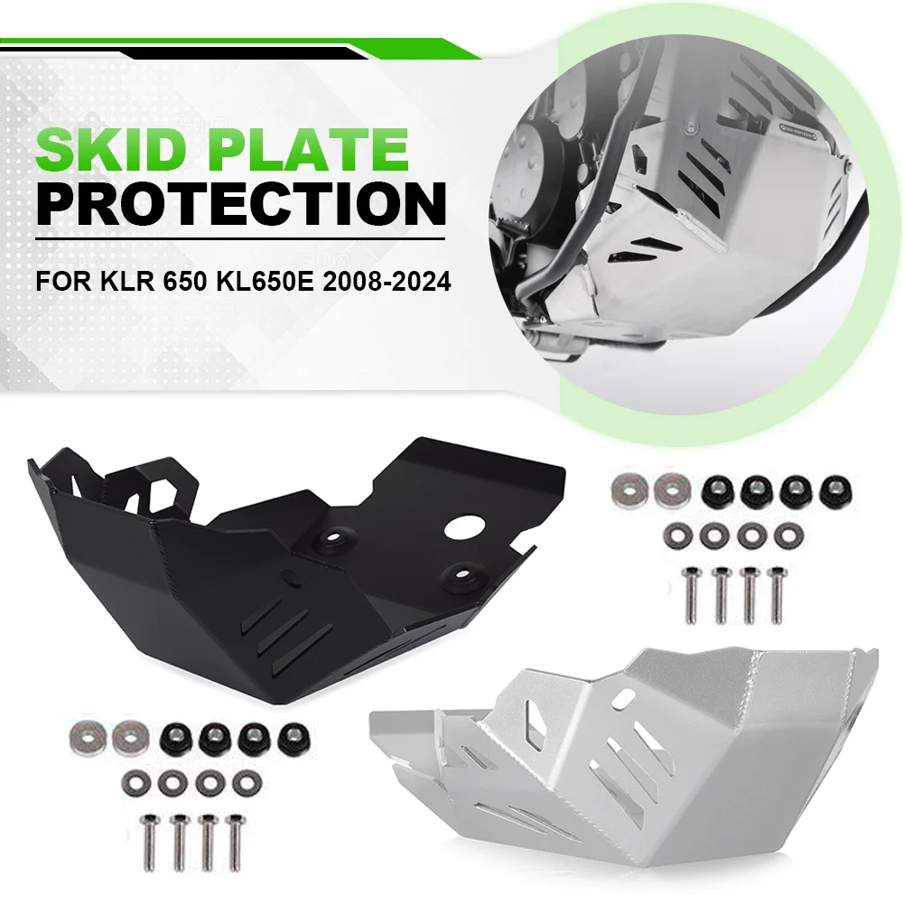 

KLR650 For Kawasaki KLR 650 KL650E 2008-2024 Motorcycle Chassis Engine Guard Bash Bottom Skid Plate Lower Frame Cover Protector