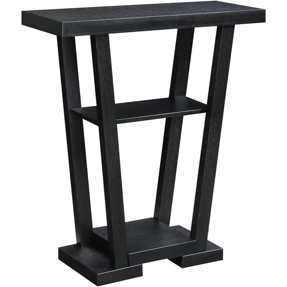 

Newport V Console Modern Sofa Storage Shelves, Narrow Entryway Hall Living Room, Display Accent Table, 31.5", Black