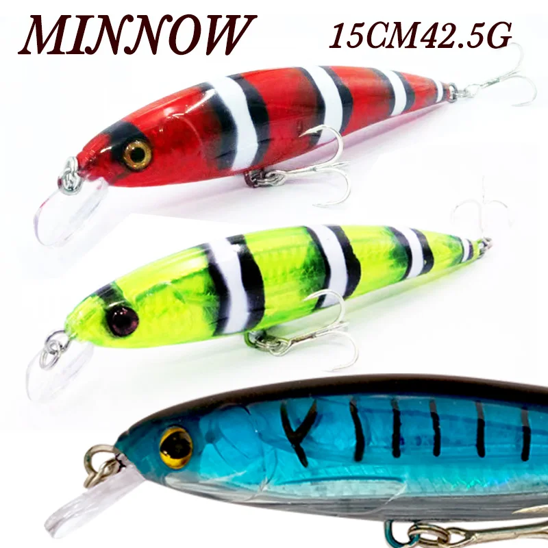 

PCS Fishing Artificial Bait 15CM 42.5G Floating Minnow Long Casting Hard Bait Flash Blade Wobbler Fishing Lure Sea Bass Lure