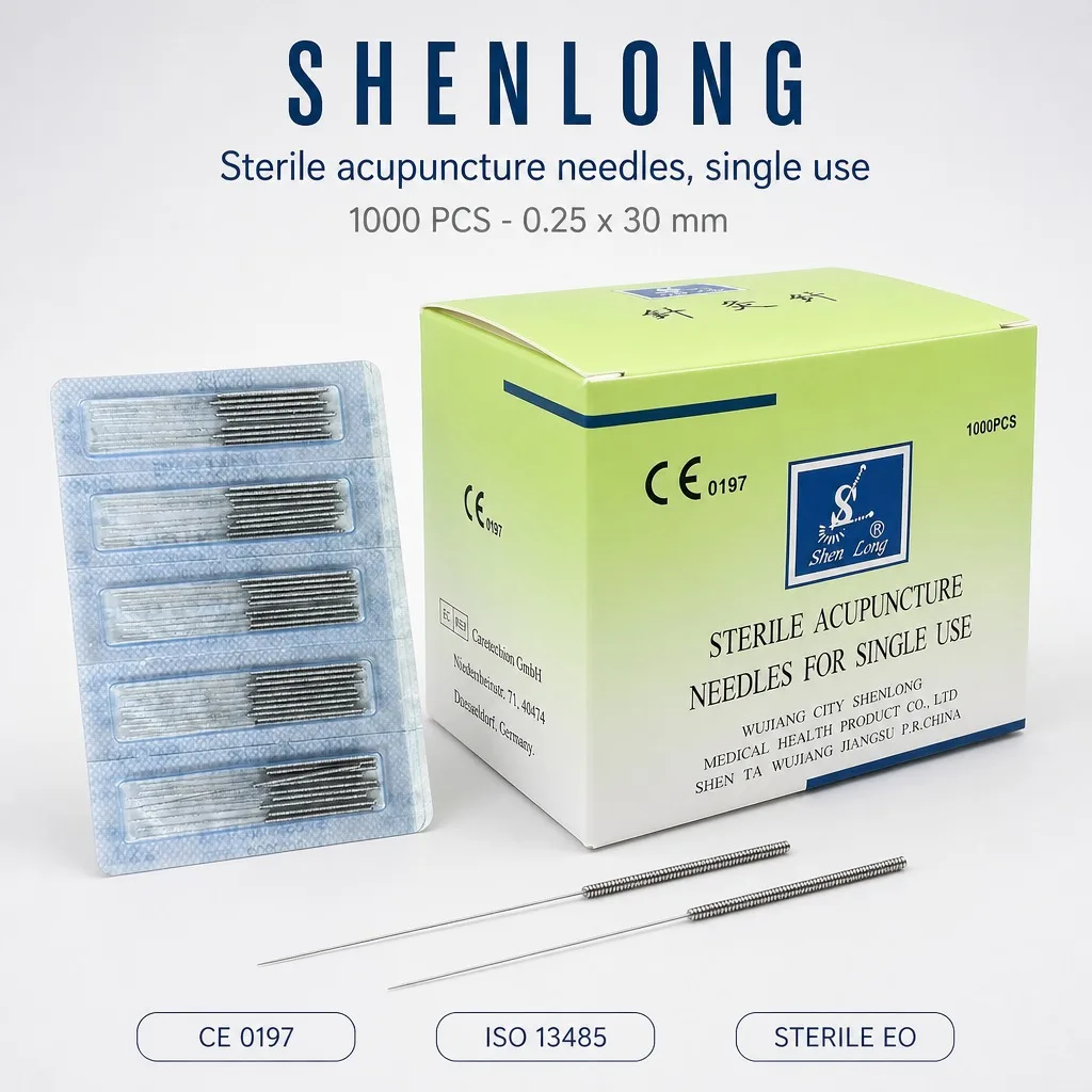 1000 PCS Sterile Acupuncture Needles Coil Handle 0.25x30mm Disposable Single Use Shenlong