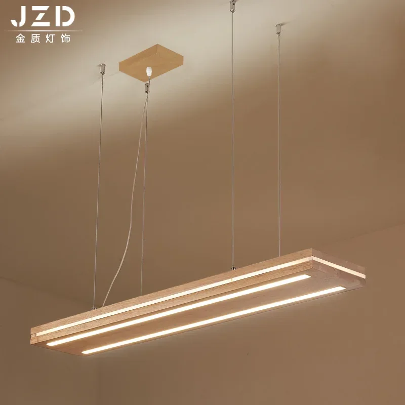 

Nordic Wood LED Pendant Light 2026 Long Strip Dining Table Suspension Chandelier for Living Room Kitchen Lighting Fix