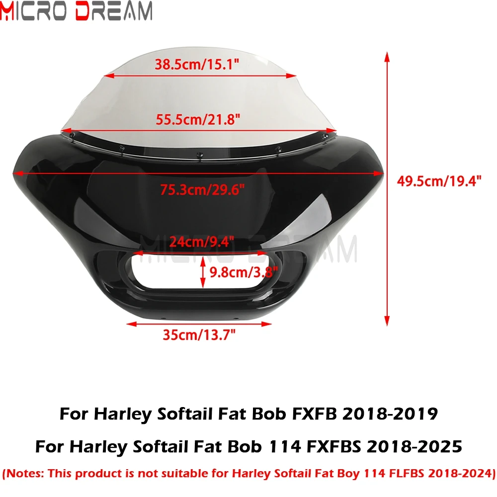 ل هارلي سوفتيل M8 فات بوب 114 FXFB FXFBS 2018-2025 دراجة نارية Batwing هدية القرش نمط المصباح القلنسوة الزجاج الأمامي Fairings