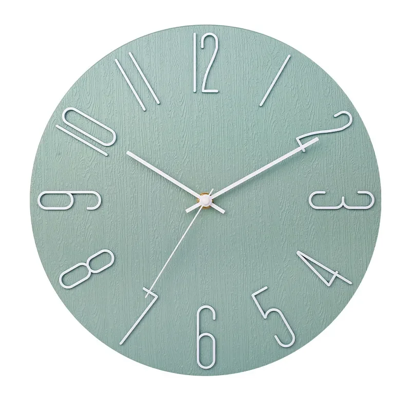 for Customized Silent Scanning Movement Wood Grain Board Clock Living Room Wall Hanging Watch Pantong Color Custom Quartz
