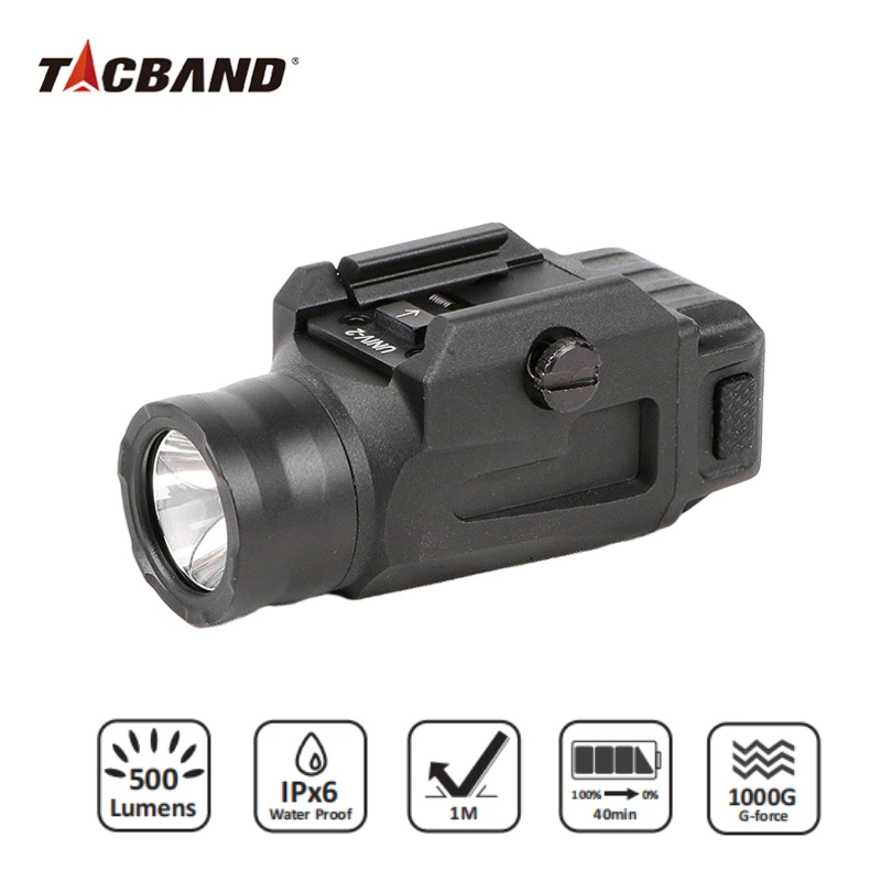 TACBAND Tactical Night lighting 500 Lumens Weapon Light Outdoor Hunting Shooting 1000g G-FORCE Impact Resistance LED Flashlight