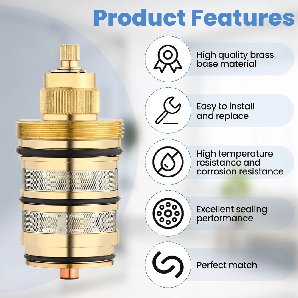 C7912 Brass Thermostatic Cartridge Valve Core Replacement For Faucets Temperature Control 90C Heat Resistant Sealing Home Parts