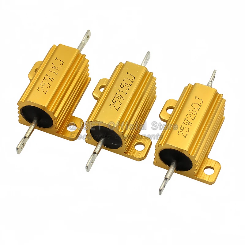 1pcs Gold Aluminum Housed High Power Resistors RX24-25W 0.01R-300K Ohm 1 2R 3R 4R 5R 6R 8R 10R 20 30 100 Ohm 1K 10K 100K Ohms image 5