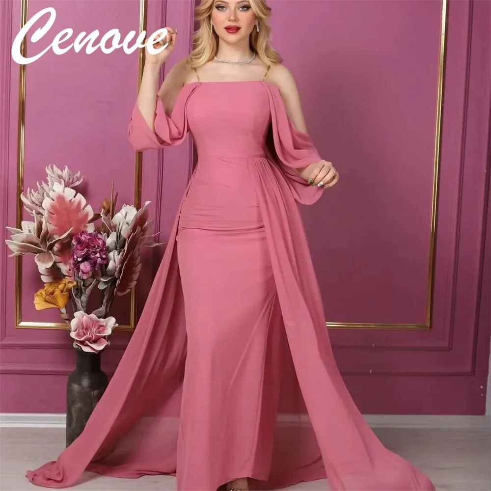 

Cenove Off The Shoulder Neckline Prom Dress Floor -Length With Short Sleeves Evening Summer Party Dress For Women2023