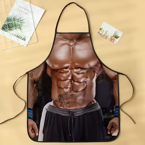 Creative Abdominal Muscle Funny Men's Apron Kitchen Home Waterproof Personalized Muscle Cover