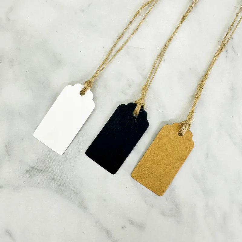 100pcs Kraft Paper Multi-Style Hang Tags Scallop Head Wedding Birthday Party Decoration Tag Gift Jewelry Price Tag