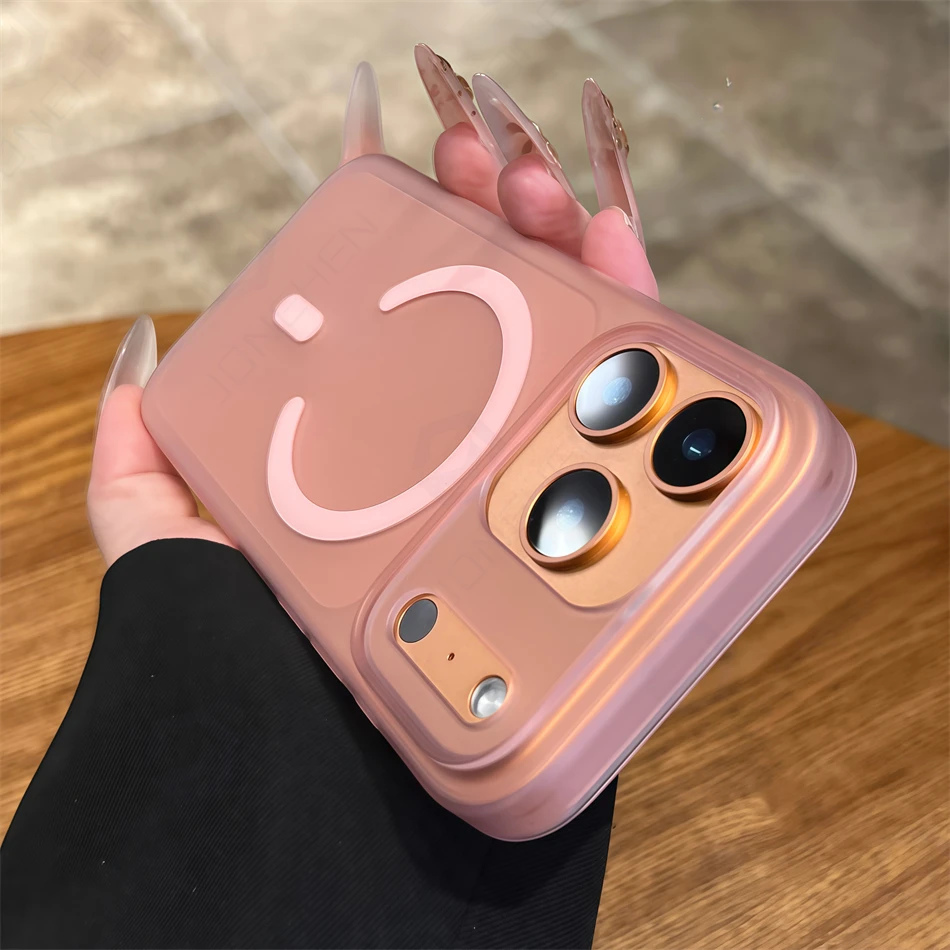 Magnetic Ultra Thin Matte Hard PC Clear Case For iPhone 15 14 13 12 16 17 Pro Max Orange Translucent For Magsafe Wireless Cover - Image 5