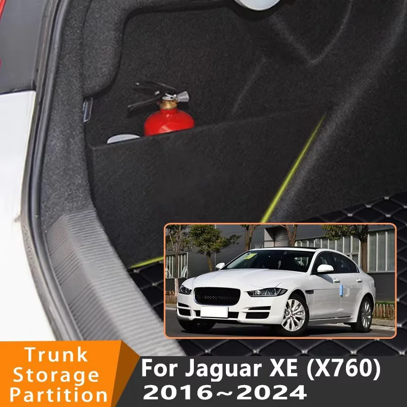 

Автомобильные аксессуары для Jaguar XE X760 2016 ~ 2024 23, автомобильный органайзер, утолщенная боковая перегородка багажника, детали внутреннего ящика для хранения