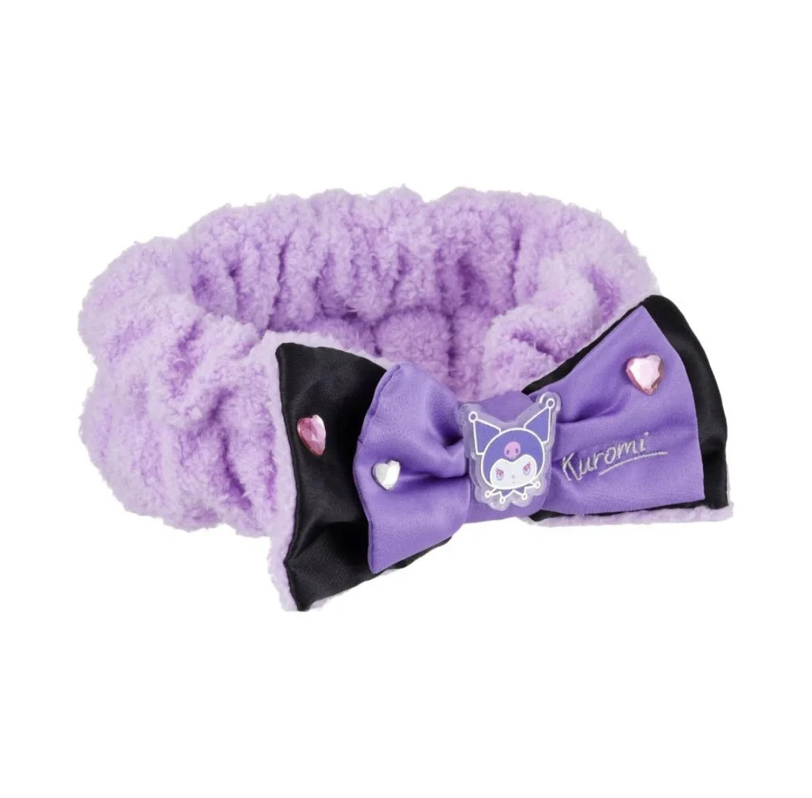 Sanrio Kuromi Sparkly Bow Hair Headband for Girls, Cute Glitter Party Hair Accessory for Cosplay Halloween Birthday Celebration