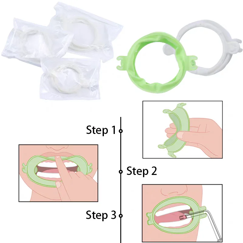 

3pcs O Shape Dental Mouth Opener Soft Silicone Lip Cheek Retractor with Saliva Tube Holder Rubber Barrier Dental Orthodontic Too