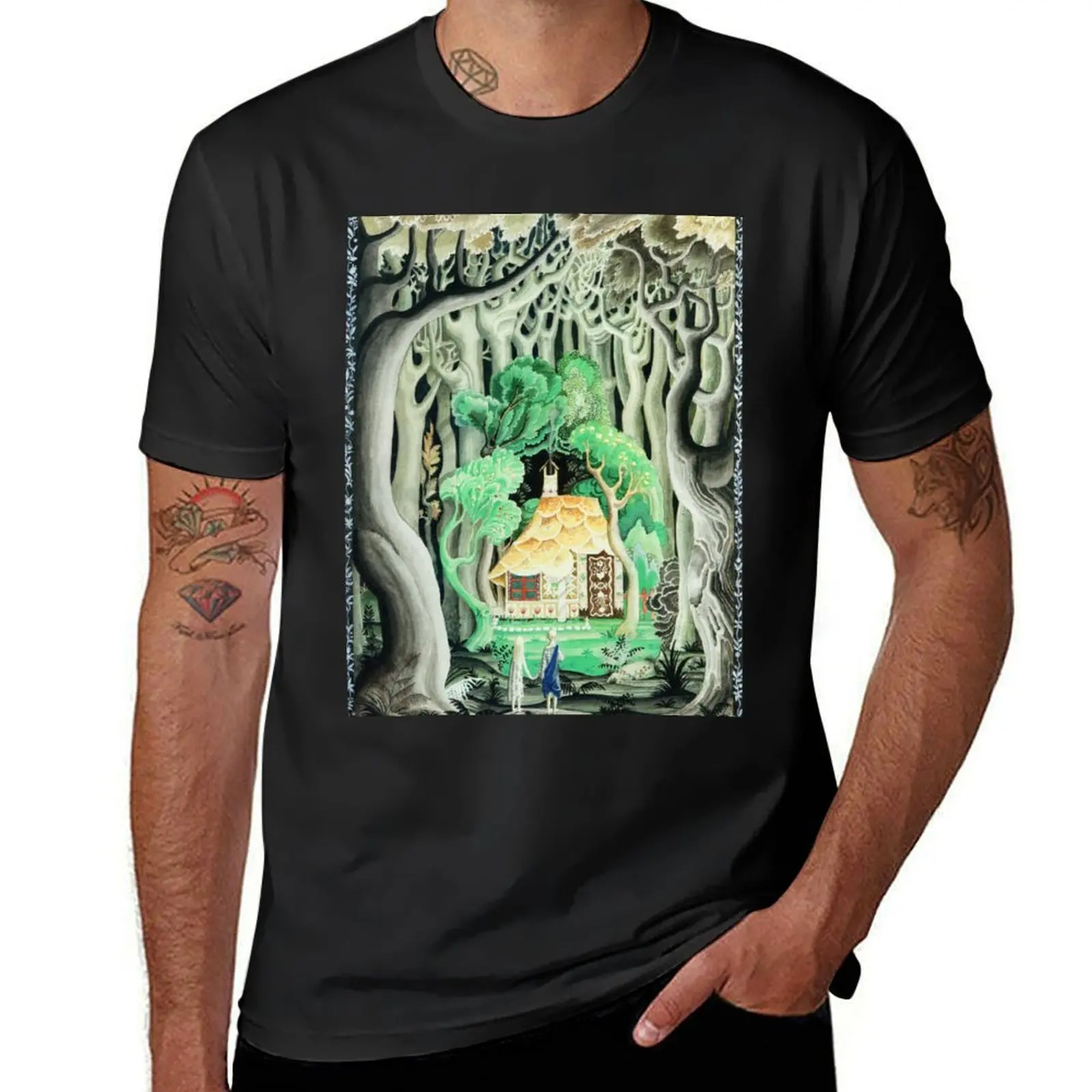 Kay Nielsen Fairy Tale Art/Illustration Hansel Gretel T-Shirt boys animal print tees Men's t-shirt