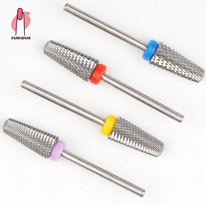 Veiligheid Tapered Tungsten Carbide Nail Boor Afgeronde Top Manicure Hoofd Twee-weg Draaien voor Elektrische Boormachines Nagels Accessoires