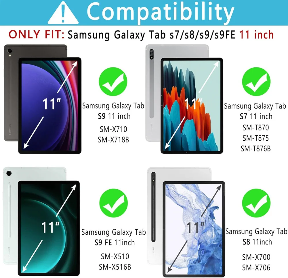 Custodia per tastiera Cover per Tablet rimovibile Wireless tastiera retroilluminata compatibile per Galaxy Tab S7 S8S9 S9FE Tablet da 11 pollici