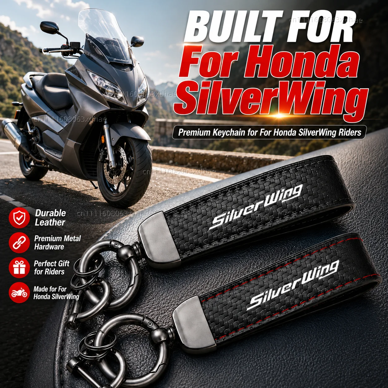 High-Grade Leather Motorcycle Keychain Holder Keyring Accessories For Honda FCS600 Silver Wing SilverWing GT400 600
