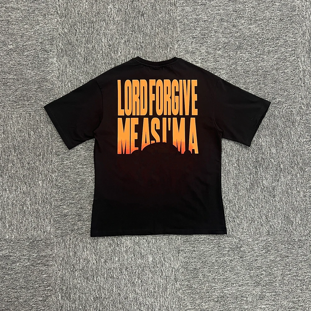 

SY-101 Хлопковая футболка унисекс с короткими рукавами, футболка для бега, летний спортивный костюм, топ на Хэллоуин, оранжевый, с градиентным принтом, черный короткий рукав