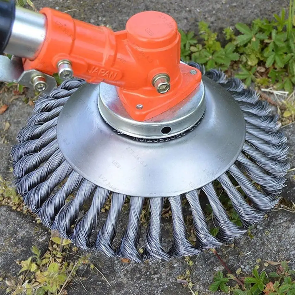 10 Inch Steel Wire Weed Brush Cutter Head Lawn Mower Universal Grass Trimmer Head Rotary Wheel Brush Disc Garden Trimmer Head