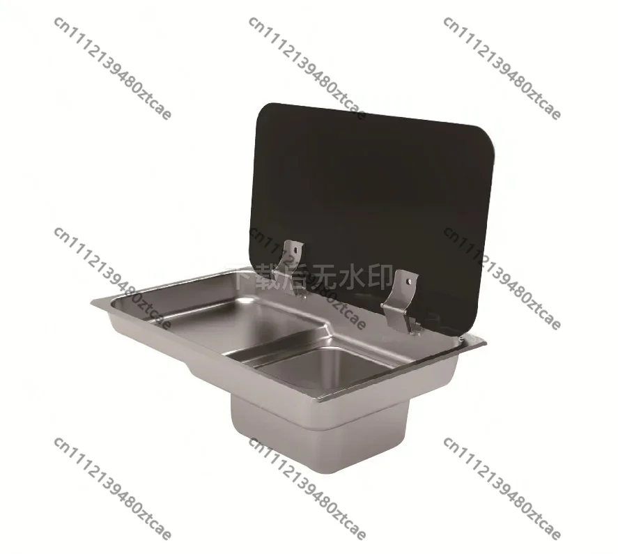GR-903 Yacht Gas Stove, Tempered Glass Cover, Right Sink Combo, Marine RV Camper Gas Hob