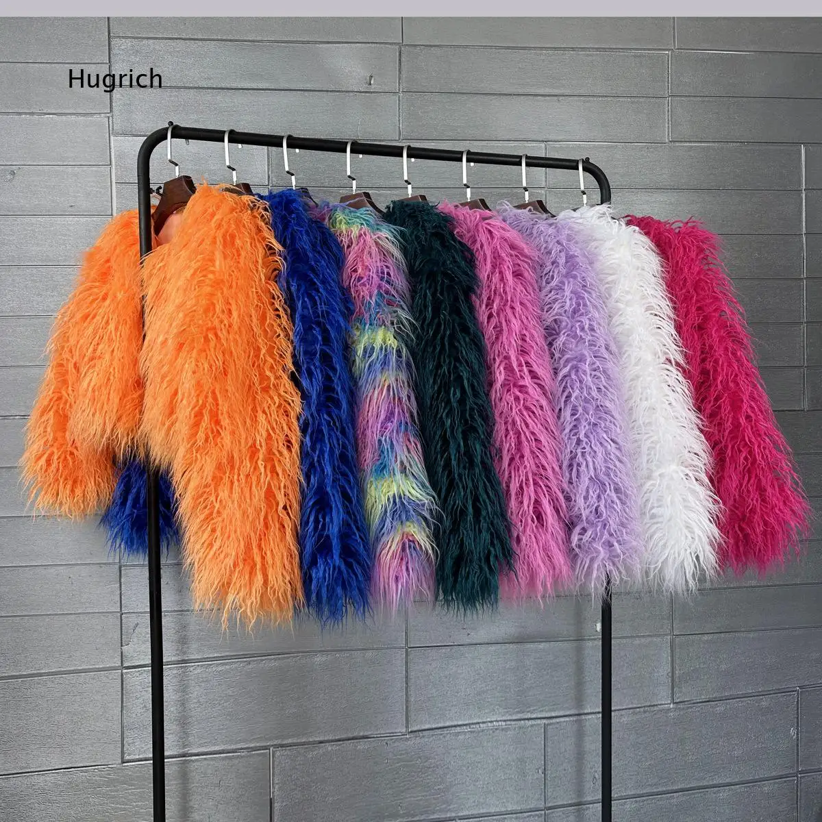 European Style Women Long Sleeve Cropped Faux Sheep Fur Jacket Acrylic Fluffy Long Faux Fur Short Outerwear Warm Coat For Autumm