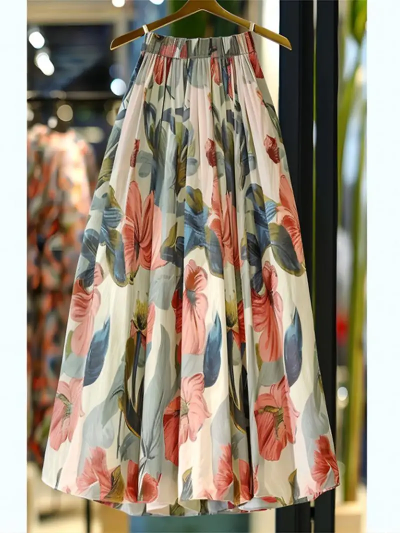 New French pear-shaped body niche fairy super fairy Mori high-end printing high-waisted A-word skirt children