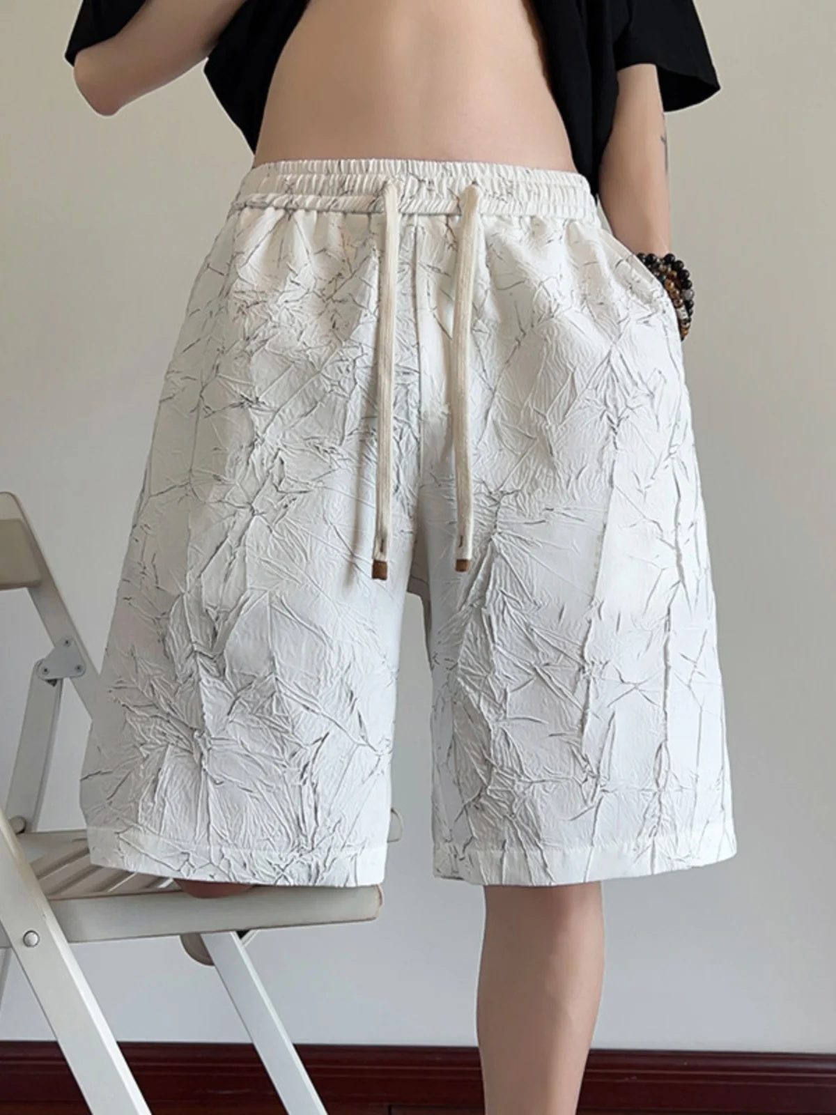 

Мужские повседневные брюки свободного кроя из плотной ткани с текстурой, в американском стиле, для летнего спорта и отдыха