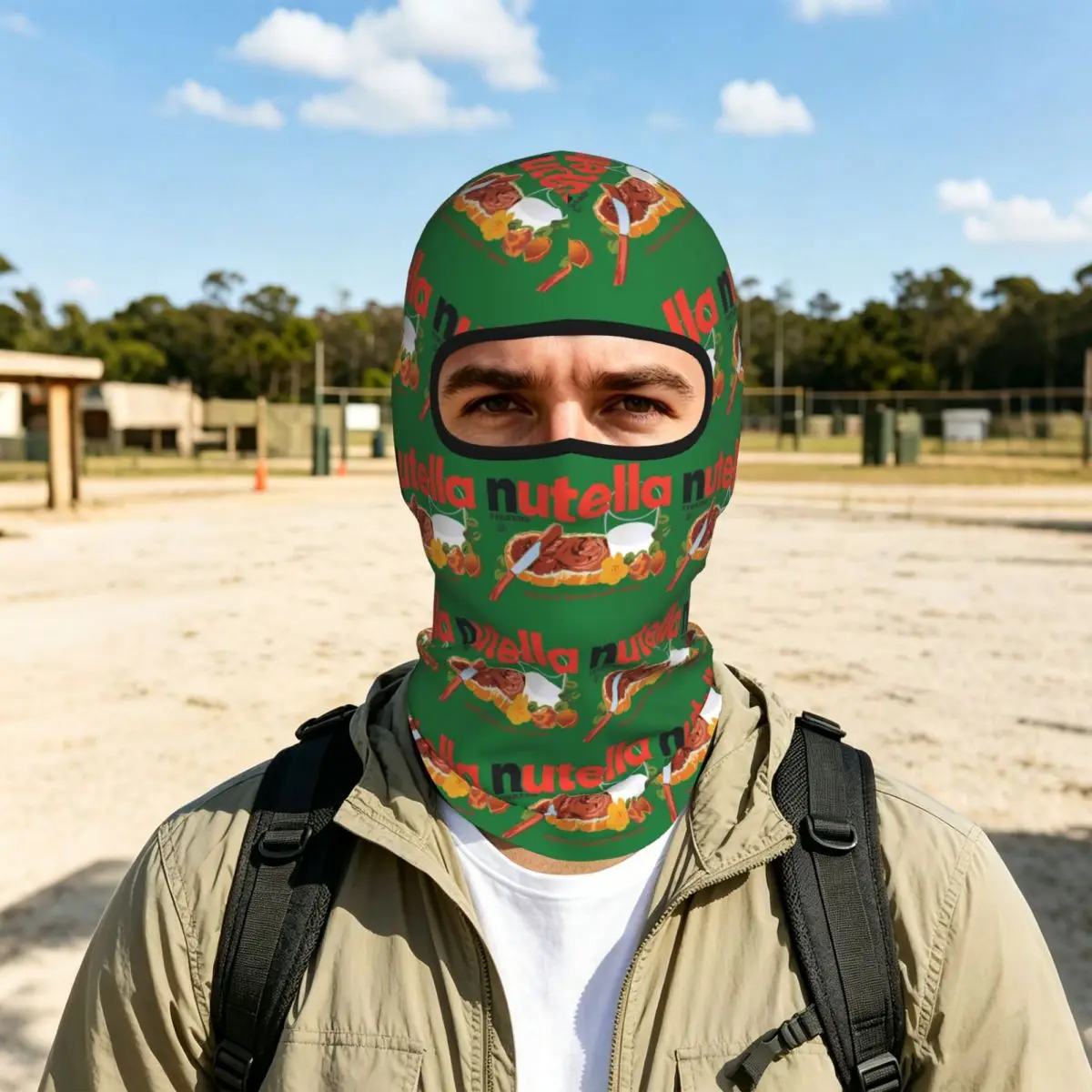 Iconic Nutella Hazelnut Cocoa Spread Breathable Thin Balaclava Full Face Mask Sun Protection Neck Gaiter For Motorcycle Outdoor