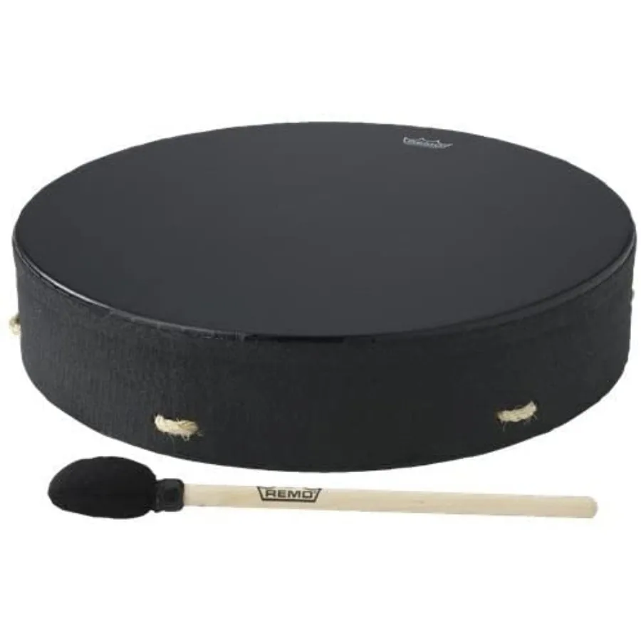 

REMO Black Earth Buffalo Drum 14 Inches for Professional Music Performance and Studio Recording Durable Construction with Authe