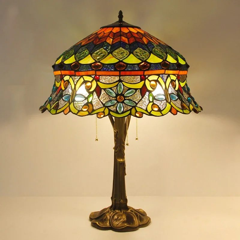 BUNNY Tiffany Table Lamp LED Luxury Creativity Living Room Study Bedroom Bedside Lamp Villa Hotel Color Glass Desk Light