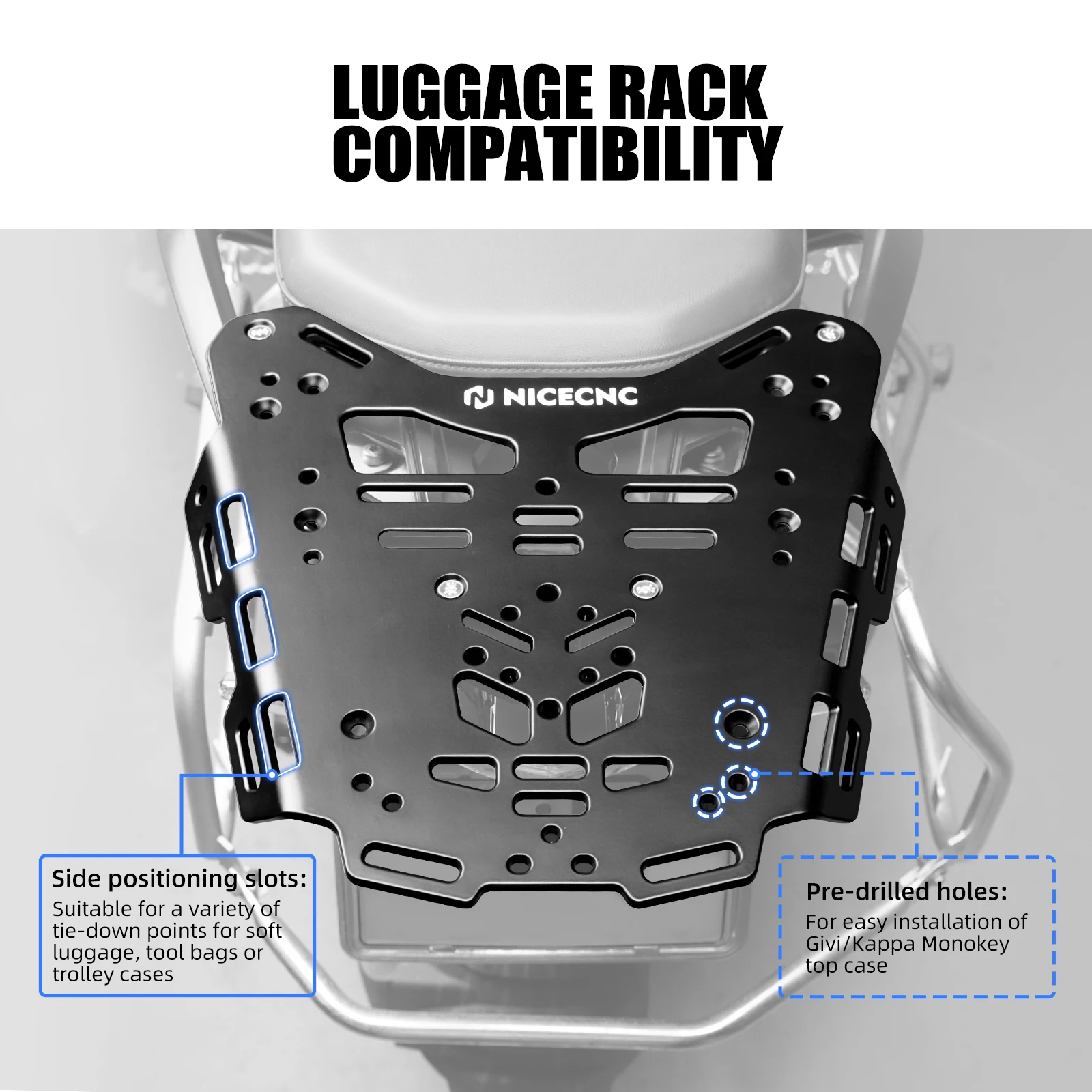 

For BMW R 1250 1200 GS Enhanced Rear Luggage Rack Kit R 1250 GS 2019-2023 2022 2021 2020 BMW R 1200 GS 2012-2018 2017 2016 2015