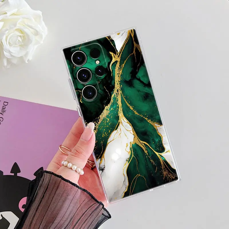 Modne etui na telefon z marmurowym wzorem dla Samsung S24 S23 Ultra 5G S22 S20 S10 Plus S21 FE Clear Cases Cover Galaxy S24Ultra Fundas — zdjęcie 6