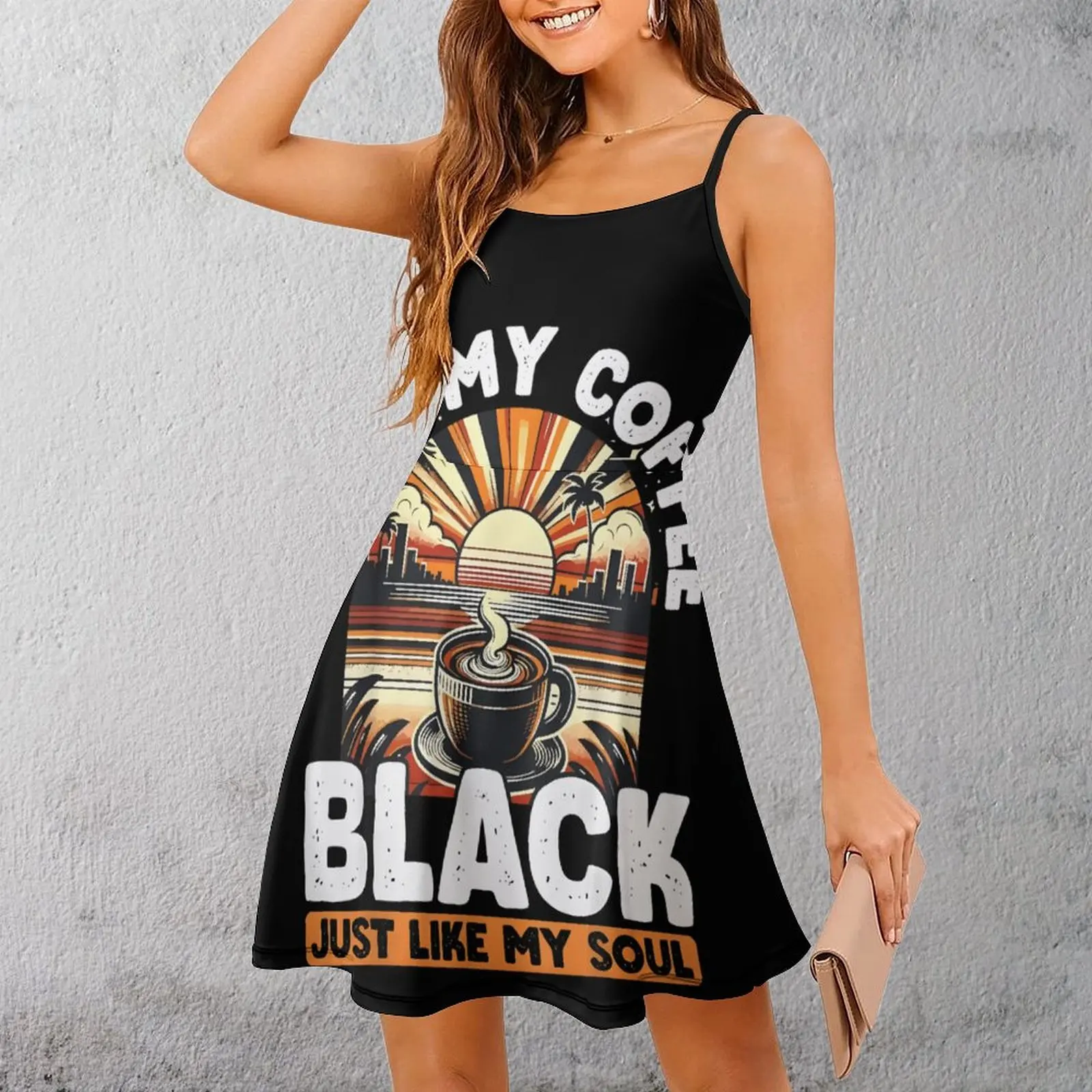 

Женское платье на бретельках Black Coffee Soul Vibes Joke The Dress, креативное сексуальное женское платье, коктейльное платье