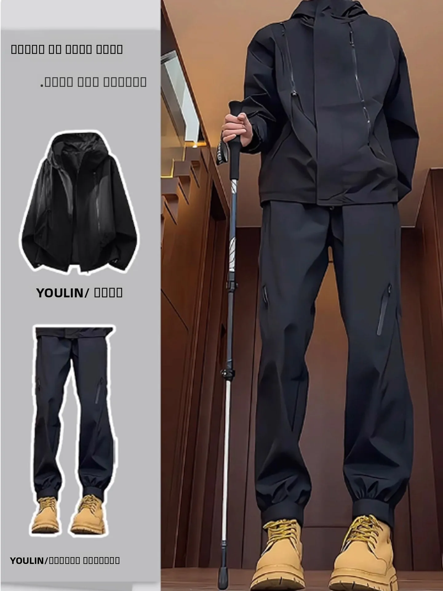 

American Sle Climbing Jaet Set ex Waterproof Outdoor Mountain Climbing Coat with Hood Stand Fit Polyester Fiber