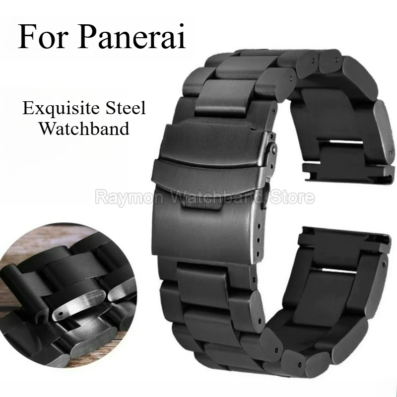 For Panerai PA111 Breitling Avenger Seiko Series Flat Interface Folding Buckle Watch Strap 22 24 26mm Thickened Style Bracelet