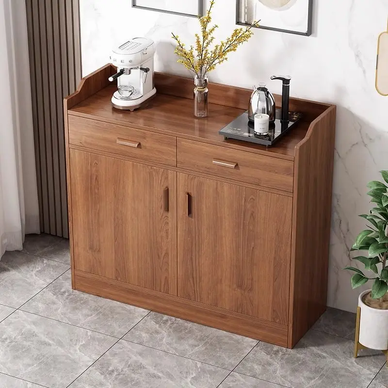 Solid wood tea cabinet, dining side cabinet integrated against the wall, new household kitchen cabinet, dining preparation cabin