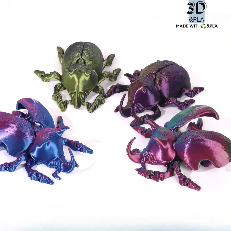3D Printed Beetle Dung Beetle Rhinoceros Beetle One-piece Formed with Movable Joint Figurine Collectible for Children's Gift