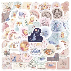 Autocollants de dessin animé rose Disney pour enfants, mignon, Winnie l'ourson, mignon, bagages, cahier, scrapbooking, voiture, bricolage, 50 pièces