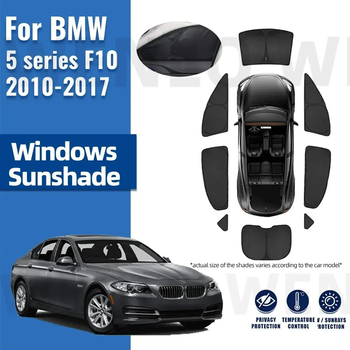 Parasol de cubierta completa para ventana de bebé, cortina de parabrisas delantero y trasero para BMW serie 5 F10 2010-2017