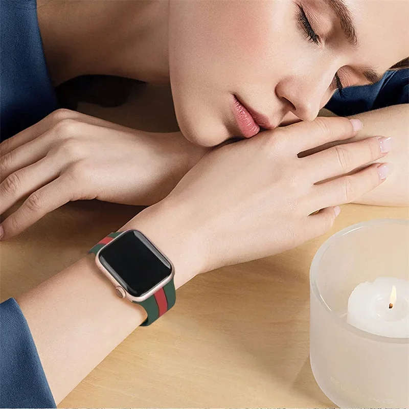 سوار ساعة سيليكون للساعة ، مطاط رياضي للغاية لسلسلة iWatch 3 ، 5 ، 6 ، SE ، 7 ، 8 ، 38 ، 42 حزام ، 40 ، 44 Apple ، 41 ، 45 ، 49