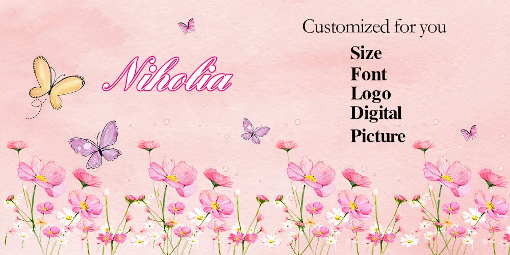 NIHOLIA Backdrop Custom background Personalized Kids Birthday Party Cartoon Scene logo Vinyl Polyester Poster Banners