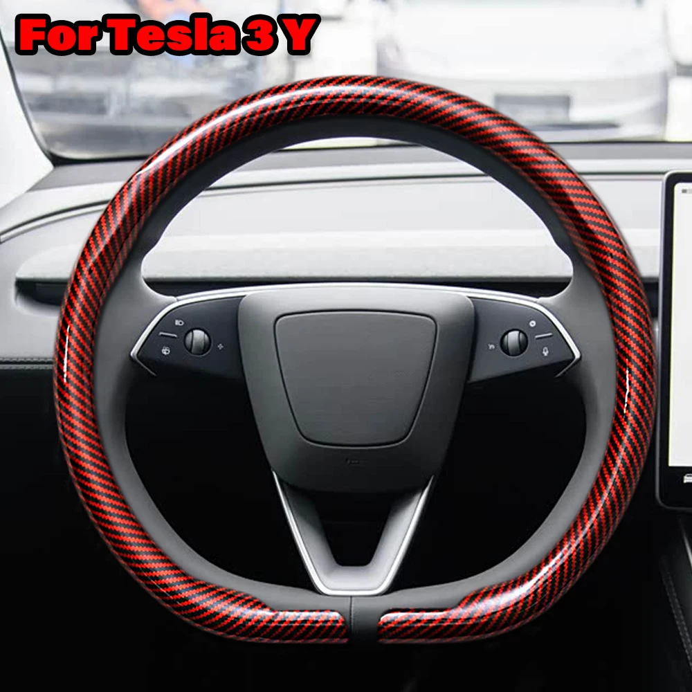 

Чехол на руль из углеродного волокна Tesla для Tesla Mode 3 Y Project Highland, украшение, круглые D-образные спортивные автомобильные аксессуары
