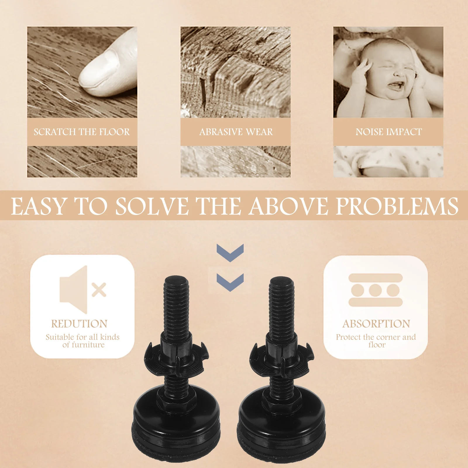 

Furniture Leveling Adjustable Chair Leg Extenders Furniture Leveler Durable Table Feet Screw On For Home Office Use