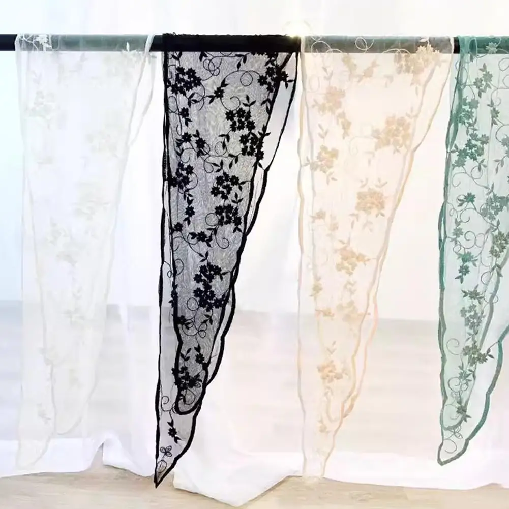 1pcs Women Lace Scarf Sweet Embroidered Triangle Narrow Long Scarf Color Silk Long Ribbon Scarf