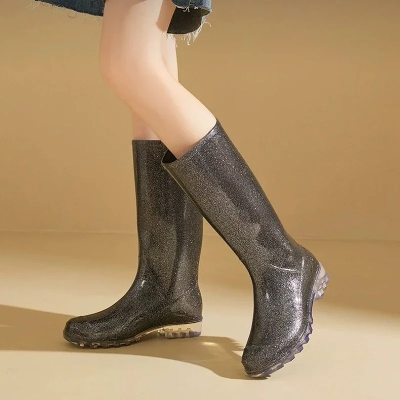 

Fashionable Adult Kitchen High Top Rain Boots Jelly Waterproof Slip Resistant Gradient Warm New Arrival Winter Shoes