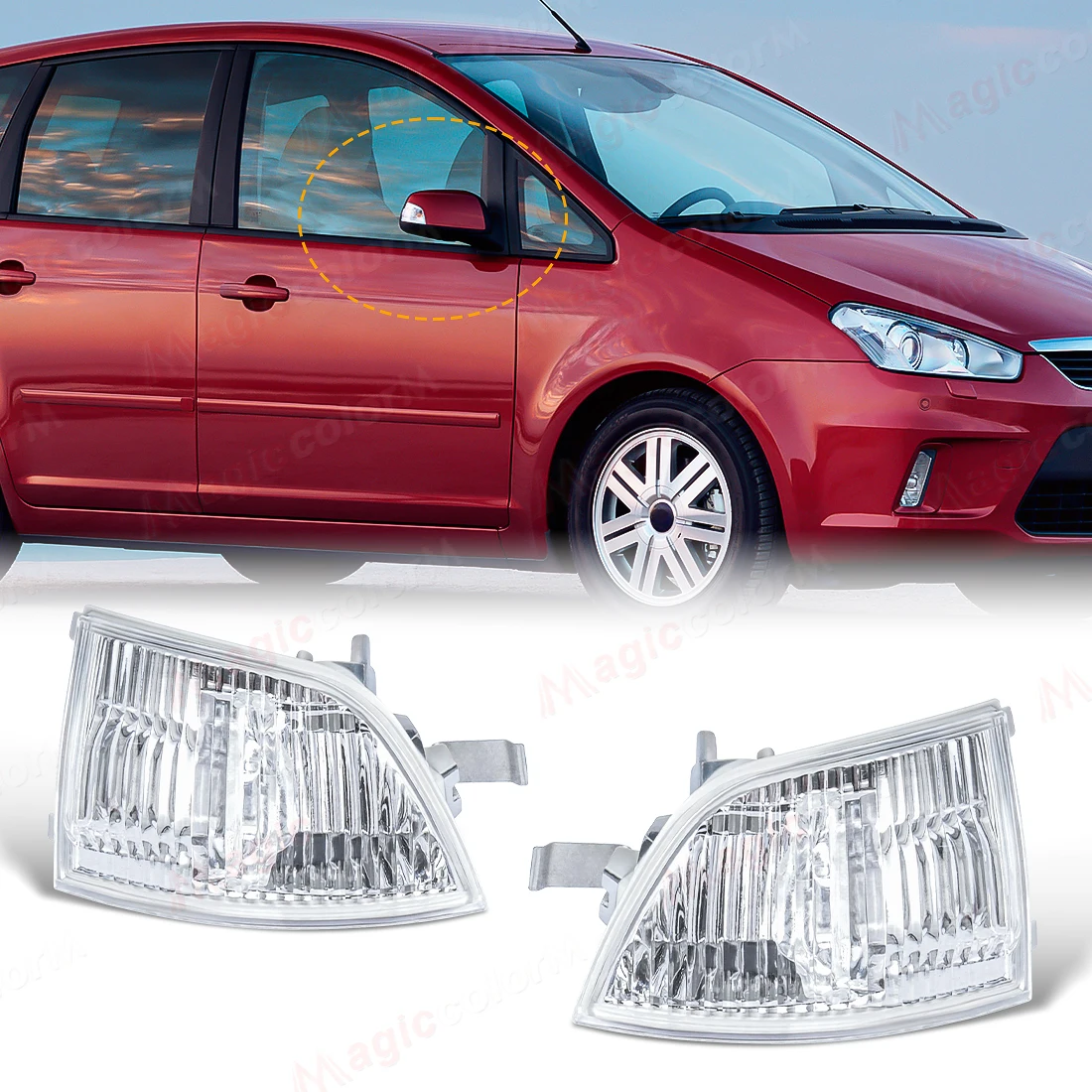 

Rearview Mirror Turn Signal Lamp For Ford Focus 2003 2004-2013 For C-MAX 2003-2010 Side Indicator Light Without Bulb Left/Right