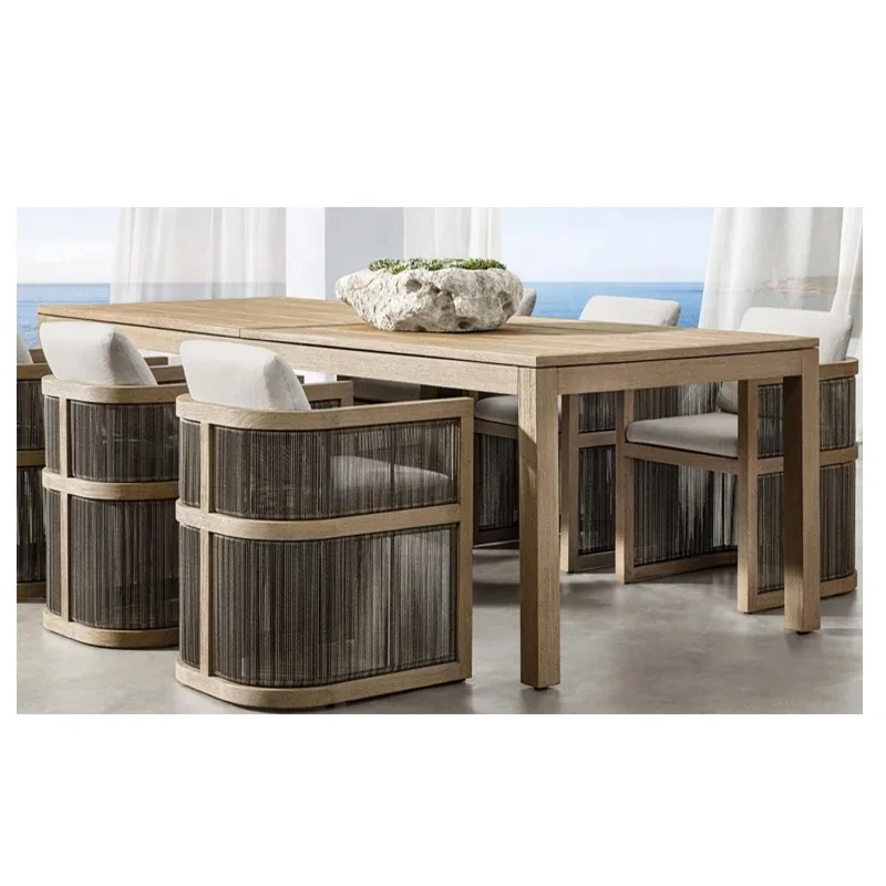 

Мебель, роскошные садовые наборы для патио, курортный отель, кресло из тикового капри, одноместный диван с пуфиком, кресло для отдыха